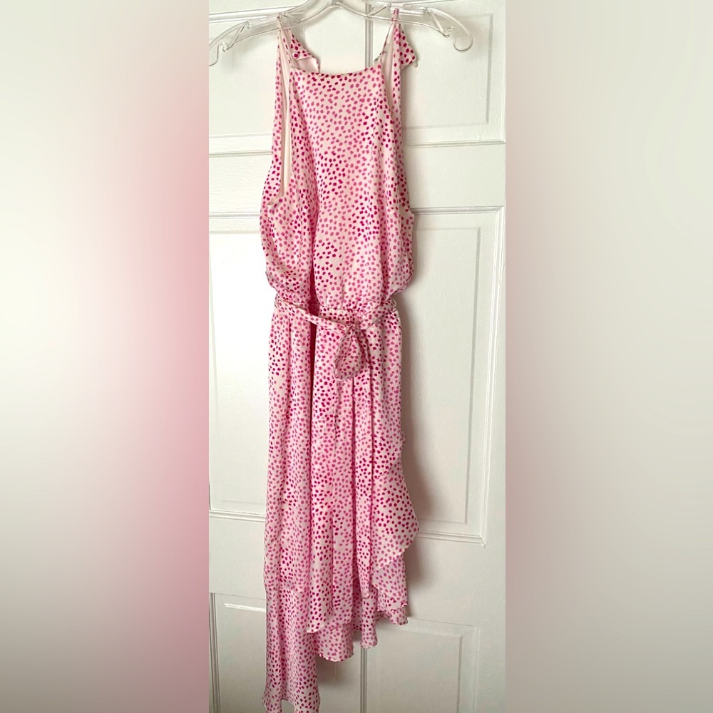 Express Pink Abstract Dot Asymmetrical Dress Size M